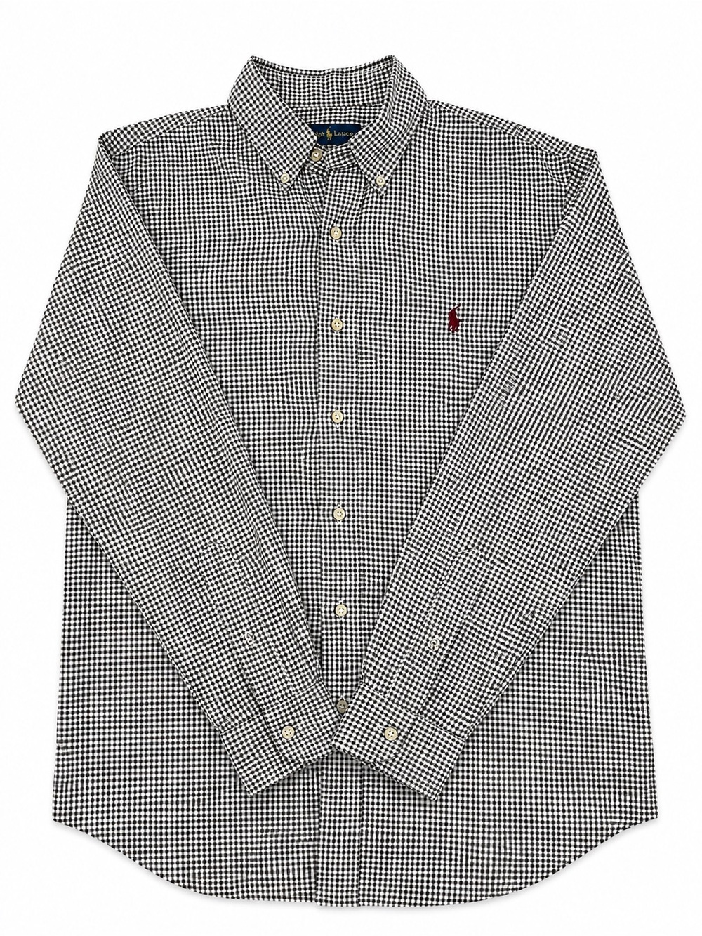 Polo by Ralph Lauren Black & White Gingham Button-Down Shirt with Red Logo